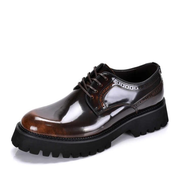 New Genuine Leather Shoes Round Toe Casual Thick S...