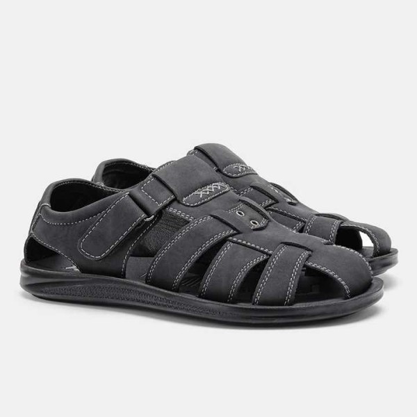 New Style Men's Beach Sandals PU Leather Rubber So...