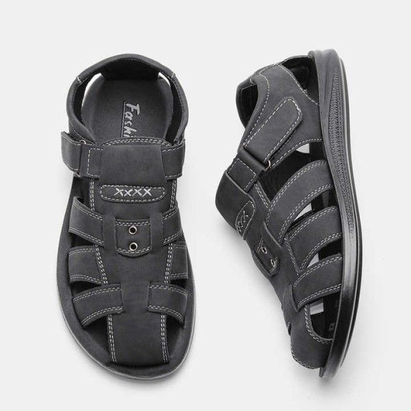 New Style Men's Beach Sandals PU Leather Rubber Sole Comfortable Casual Sandals
