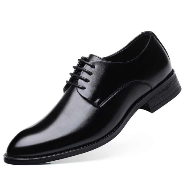 Men Black Leather Dress Shoes Wedding Party Footwe...