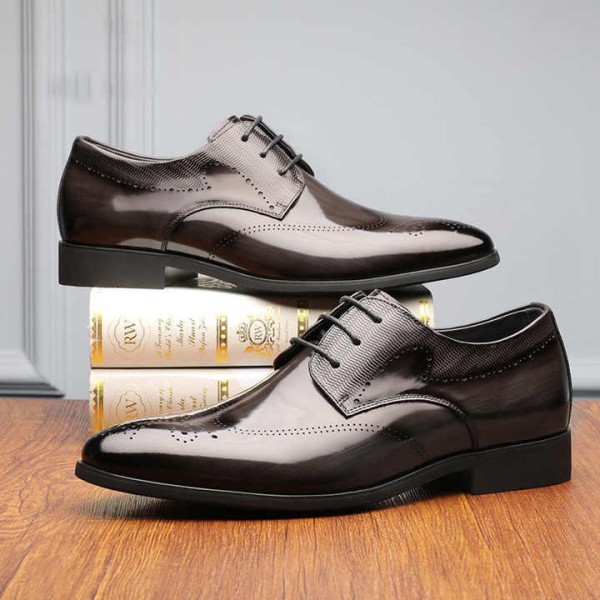 Fashion Men's Dress Shoes Casual Flats Soft Leather Business Shoes