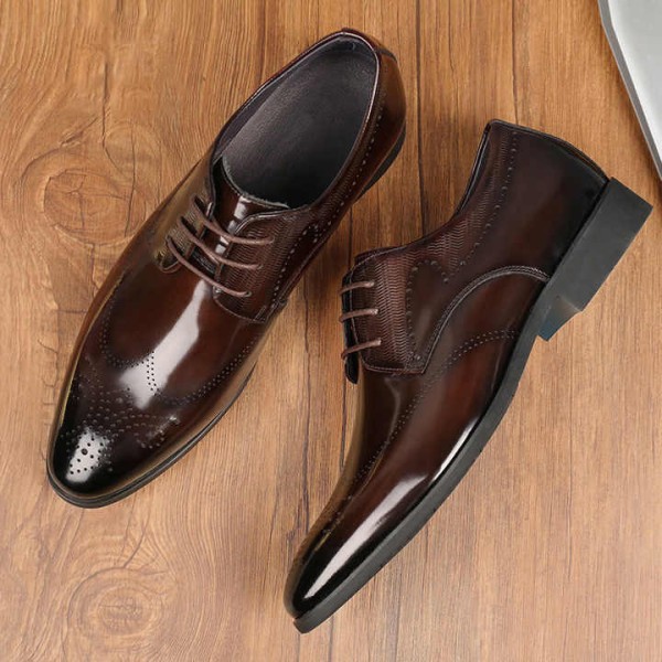 Fashion Men's Dress Shoes Casual Flats Soft Leather Business Shoes