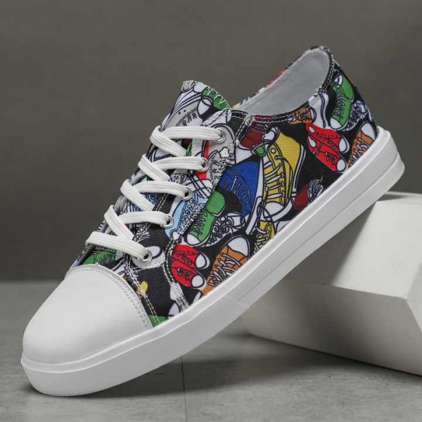 Men's Summer Lightweight Graffiti Canvas Running Shoes