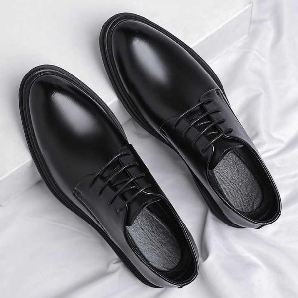 Autumn Men's Casual Leather Shoes Solid Lace-Up