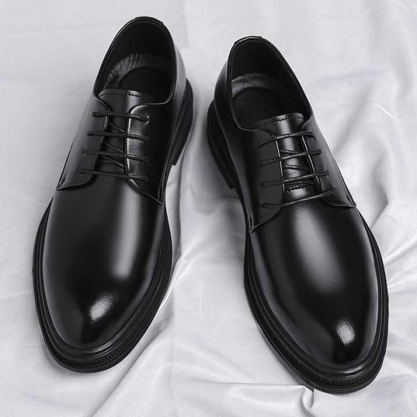 Autumn Men's Casual Leather Shoes Solid Lace-Up