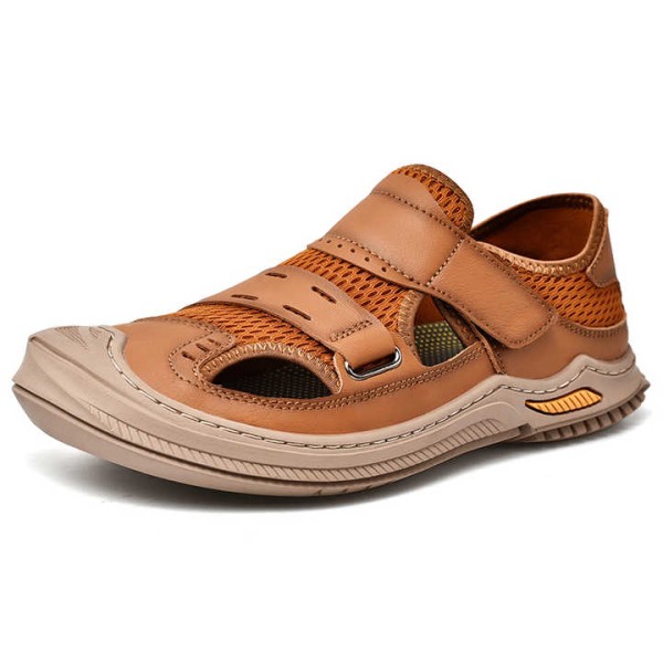 Beach Sandals Genuine Leather Men Sandal With Prot...