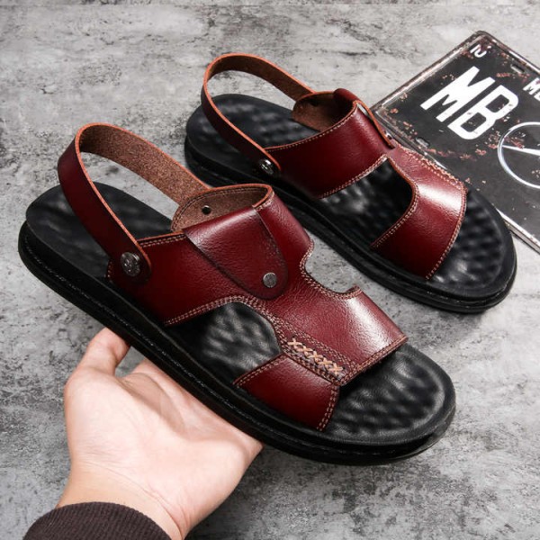 Men's New Fashion Casual Sandals Leather Material Sandals