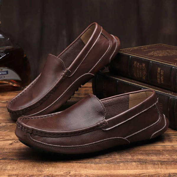 Gentlemen Wedding Footwear Fashion Genuine Leather Slip on Men Casual Shoes Loafers