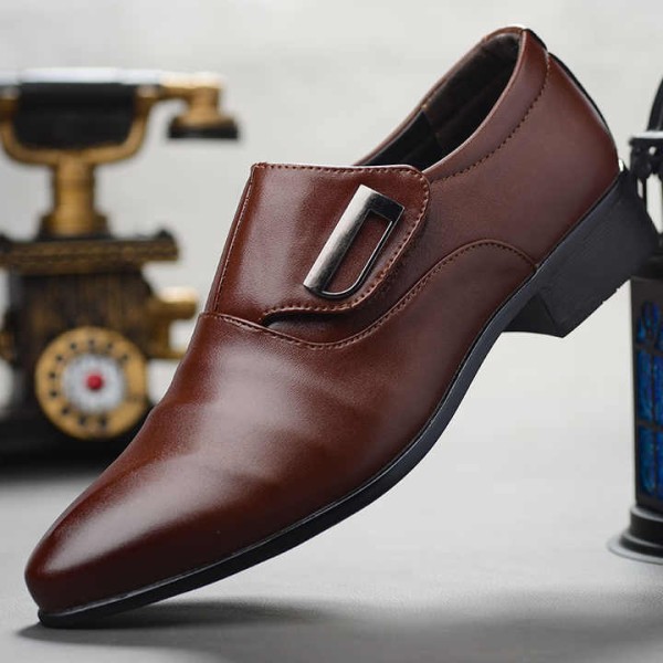 New Casual Leather Shoes Men's Business Dress Shoes Large Size Wedding Shoes
