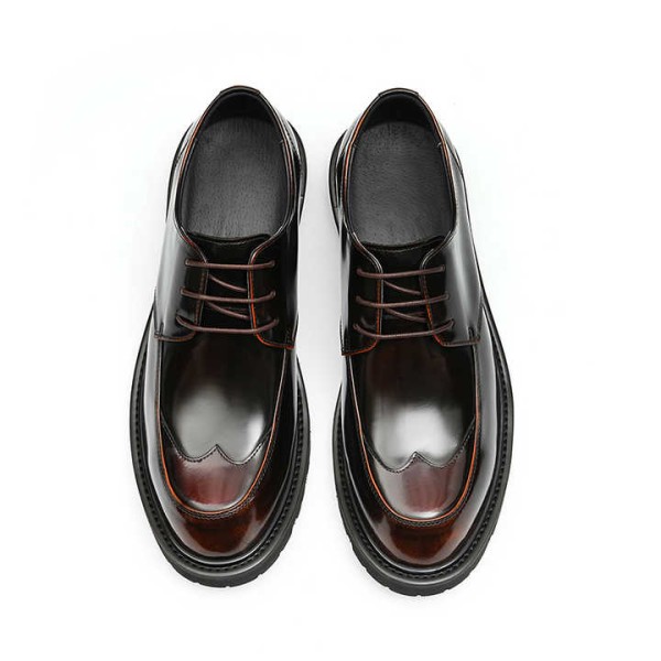 Men's Classic Round-Toe Dress Shoes, Cow Leather Formal Business Shoes