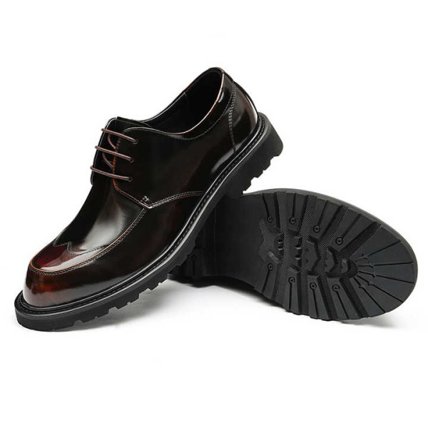 Men's Classic Round-Toe Dress Shoes, Cow Leather Formal Business Shoes