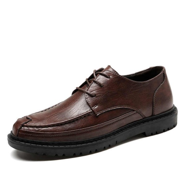 Lace-up Round Head Business Leather Shoes