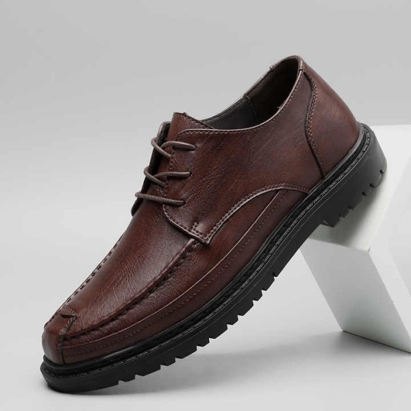 Lace-up Round Head Business Leather Shoes