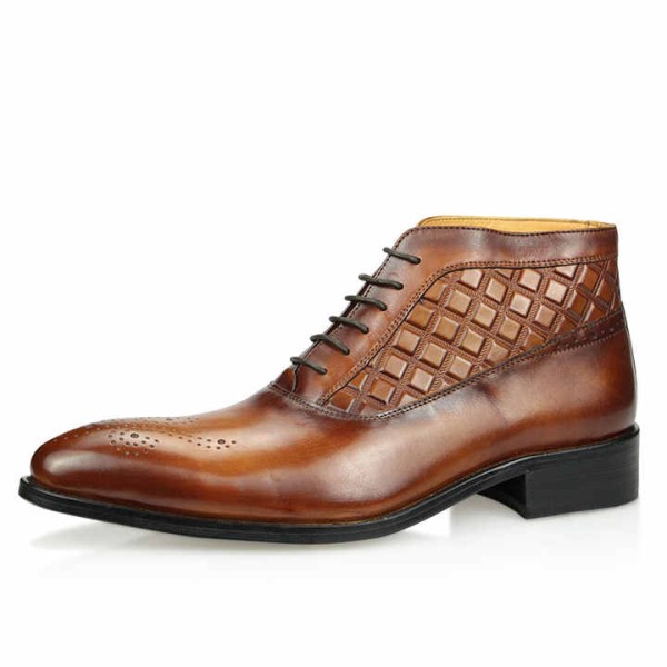 Men's Lace-up High Heels New Arrival Fashionable Ankle Boots Office Casual Dress Shoes