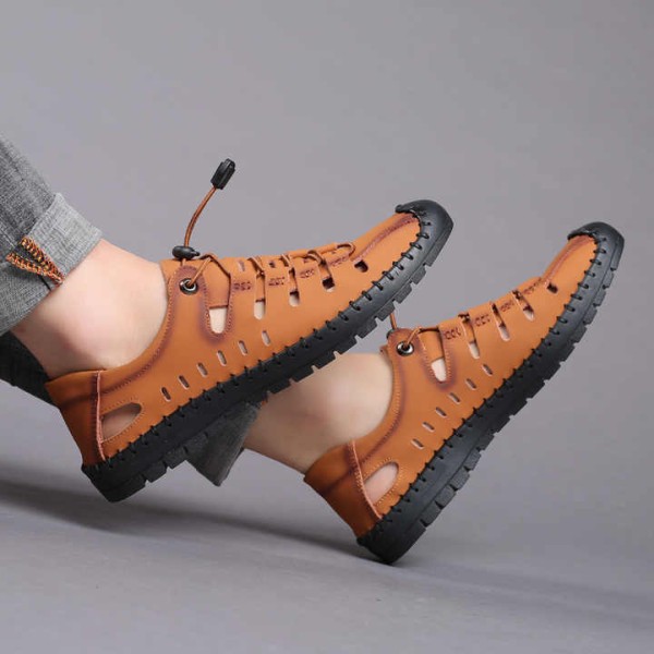 Leather Shoes Business Casual Dress Shoes Soft Sole Non-slip Summer Mens Sandals